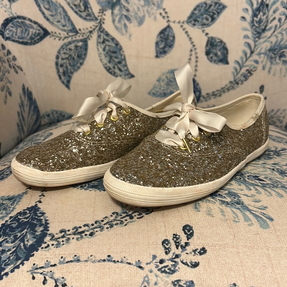 Kate spade for keds silver and gold sequins sneakers size 5